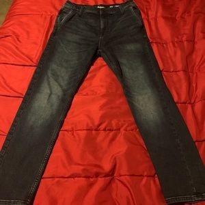 Good fellow mens used total flex tapered dark blue jeans 30x30